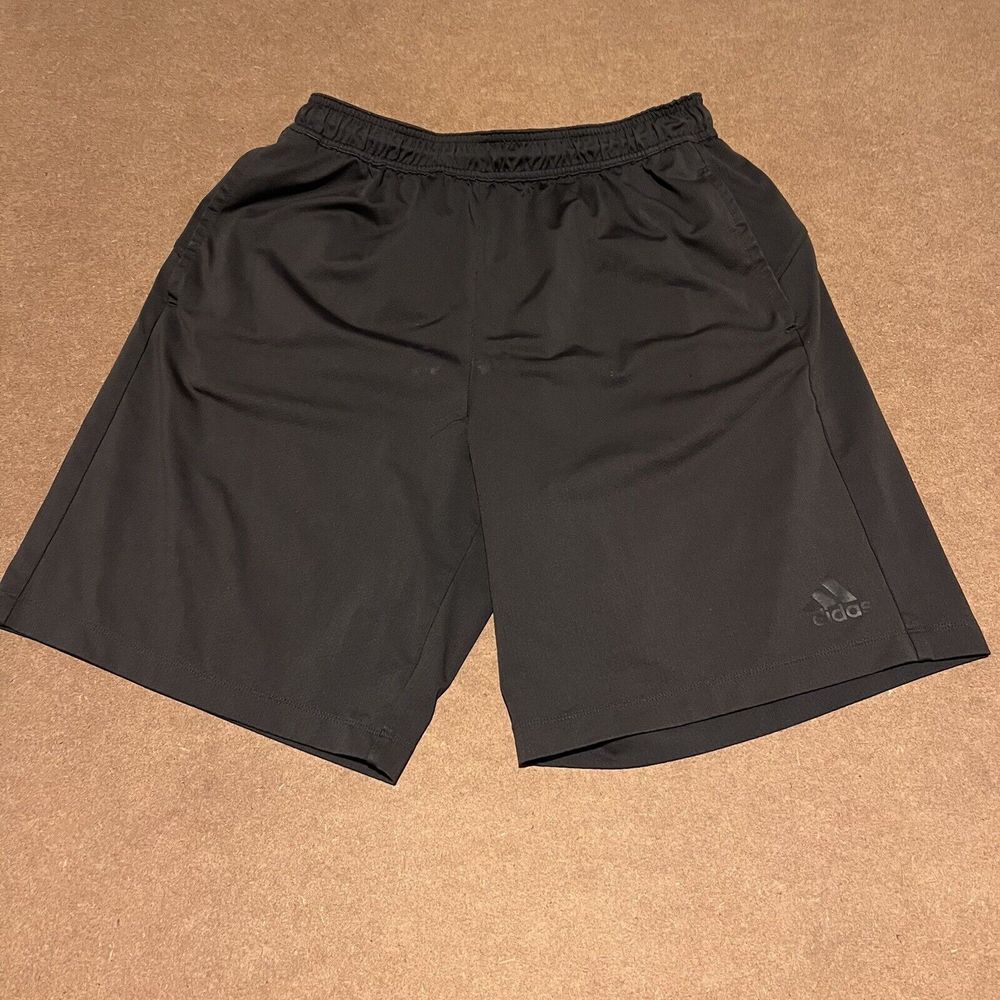 Adidas Shorts‎ Men Small 30x11 Gray Gym Drawstring Elastic Basketball Baggy Logo